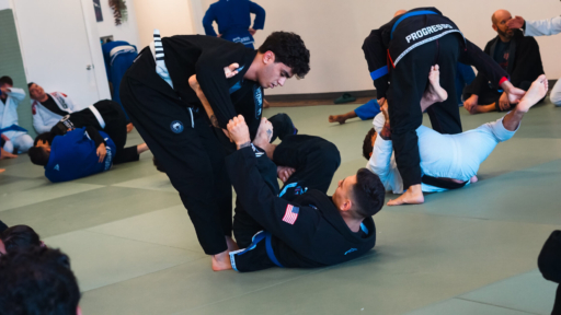Students training BJJ at Progresso Jiu Jitsu Richardson, a Brazilian jiu-jitsu school in Richardson, TX.